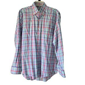 Peter Millar Crowne Ease Aloha Plaid Men's Dress Shirt Size M